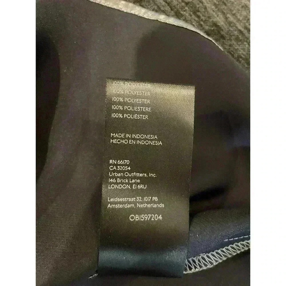 Urban Outfitters Metallic Silver Satin Shirt Mini Dress Button Down Midnight S - Picture 7 of 11